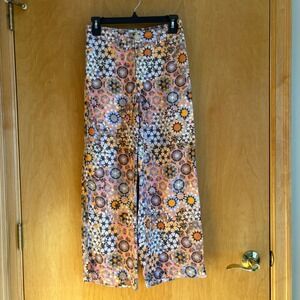 Anthropologie Geometric Print Wide Leg Pants Orange Purple Multi Size 2P